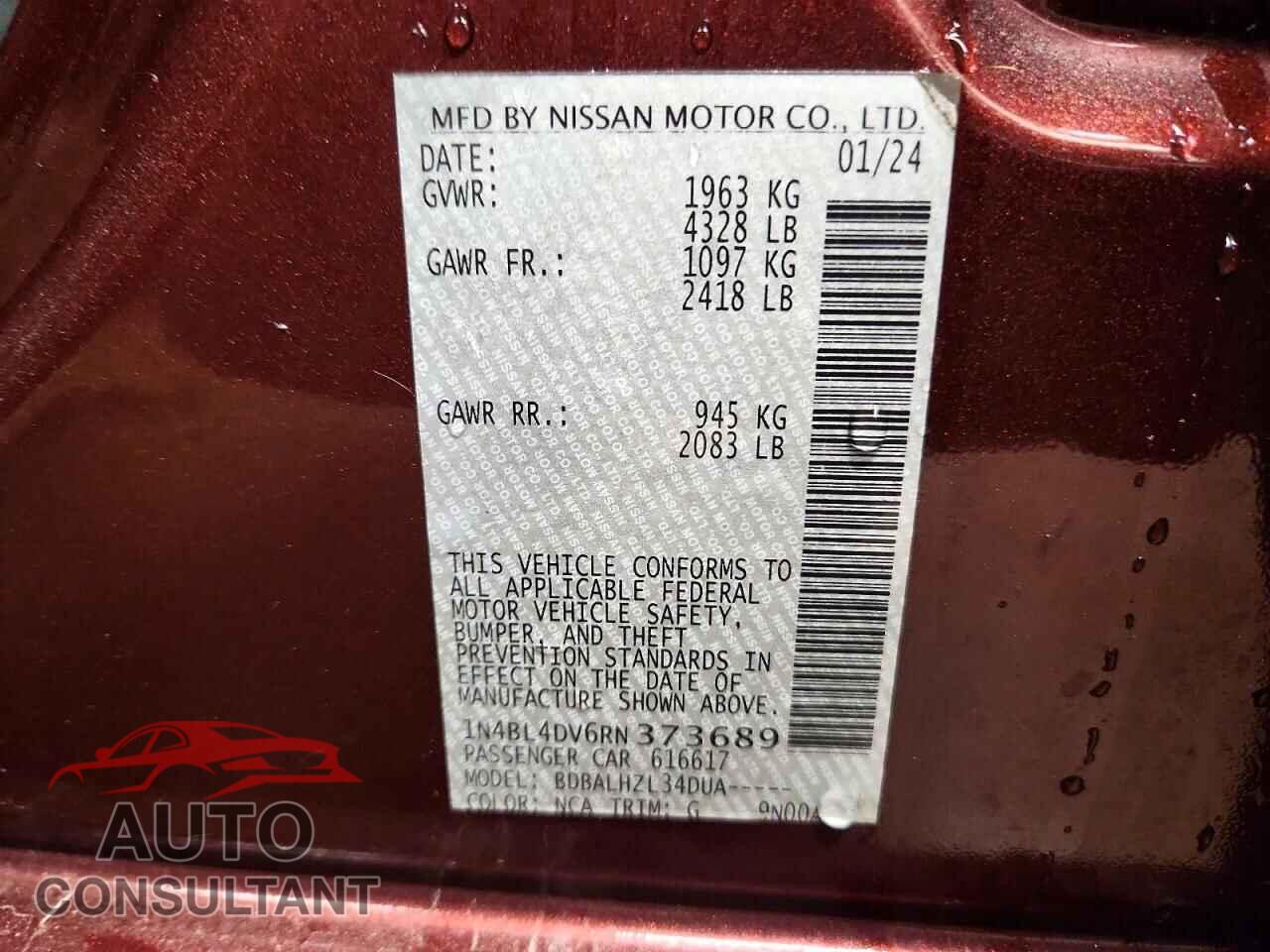 NISSAN ALTIMA 2024 - 1N4BL4DV6RN373689