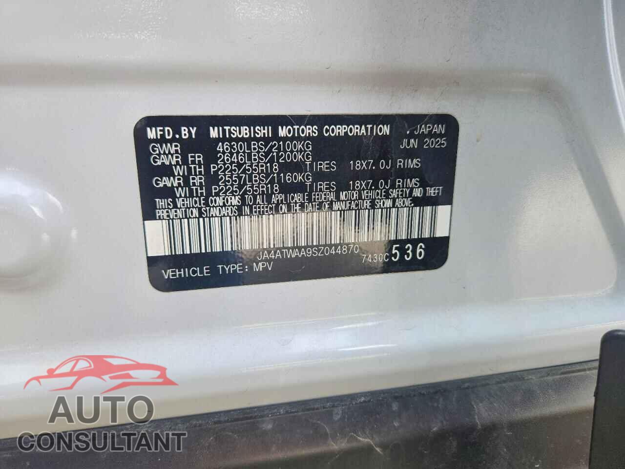 MITSUBISHI ECLIPSE 2025 - JA4ATWAA9SZ044870