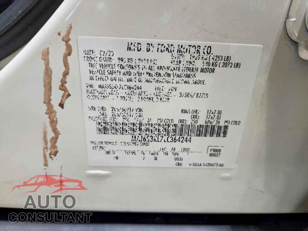 FORD ECOSPORT 2020 - MAJ6S3KL7LC364244