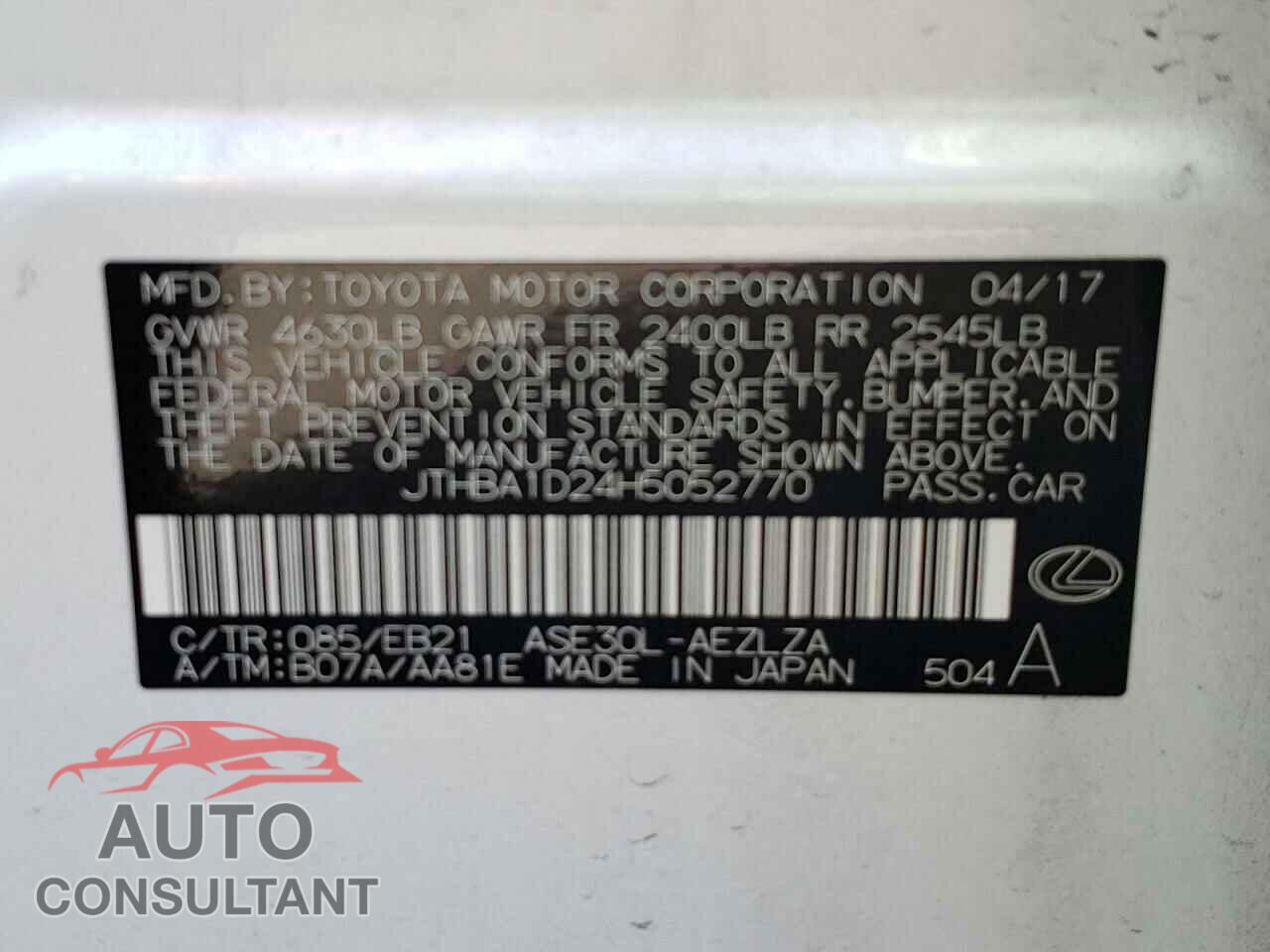 LEXUS IS 2017 - JTHBA1D24H5052770