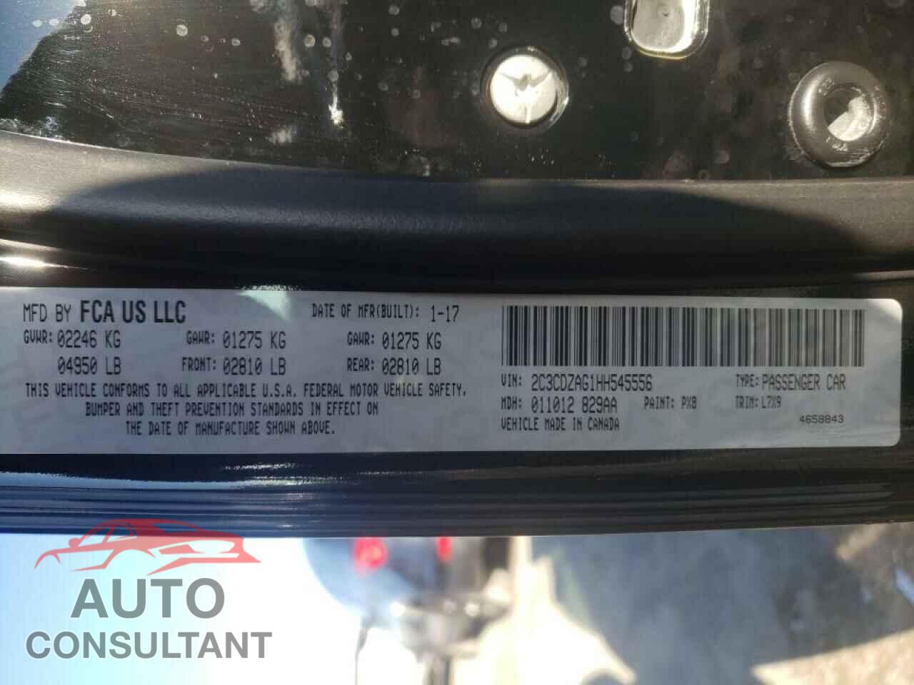 DODGE CHALLENGER 2017 - 2C3CDZAG1HH545556