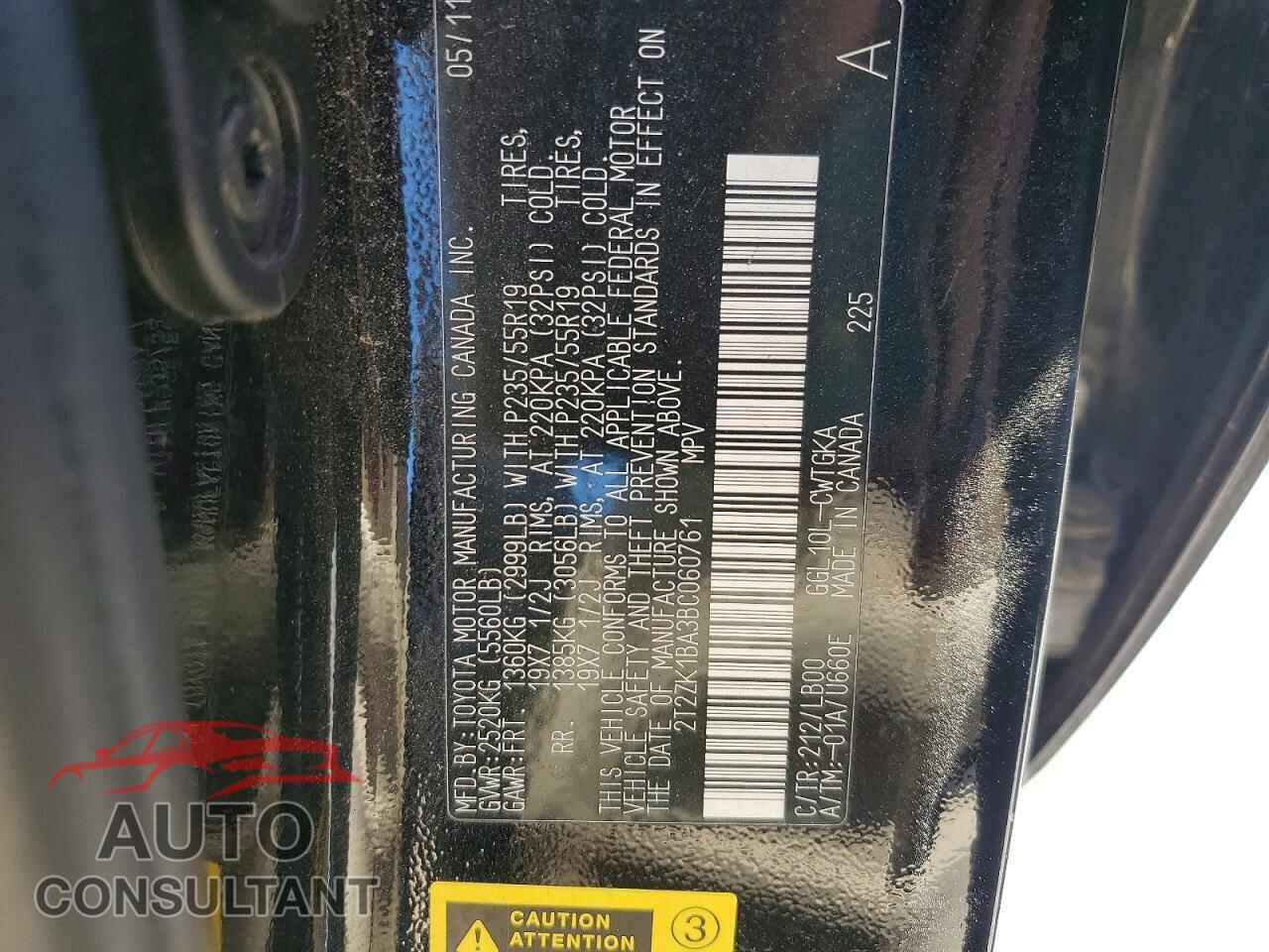LEXUS RX350 2011 - 2T2ZK1BA3BC060761