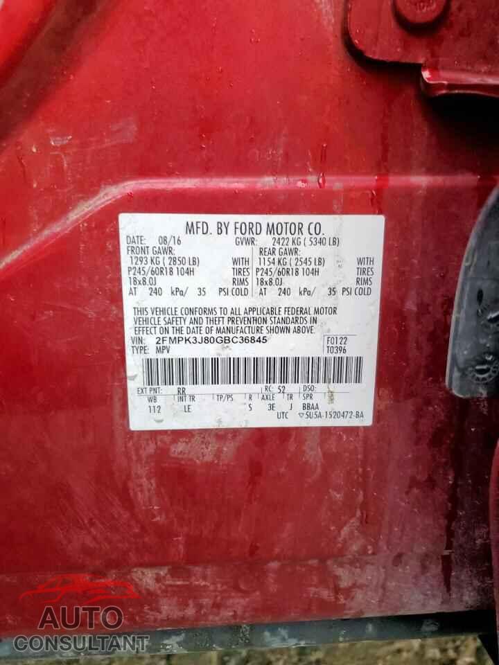 FORD EDGE 2016 - 2FMPK3J80GBC36845