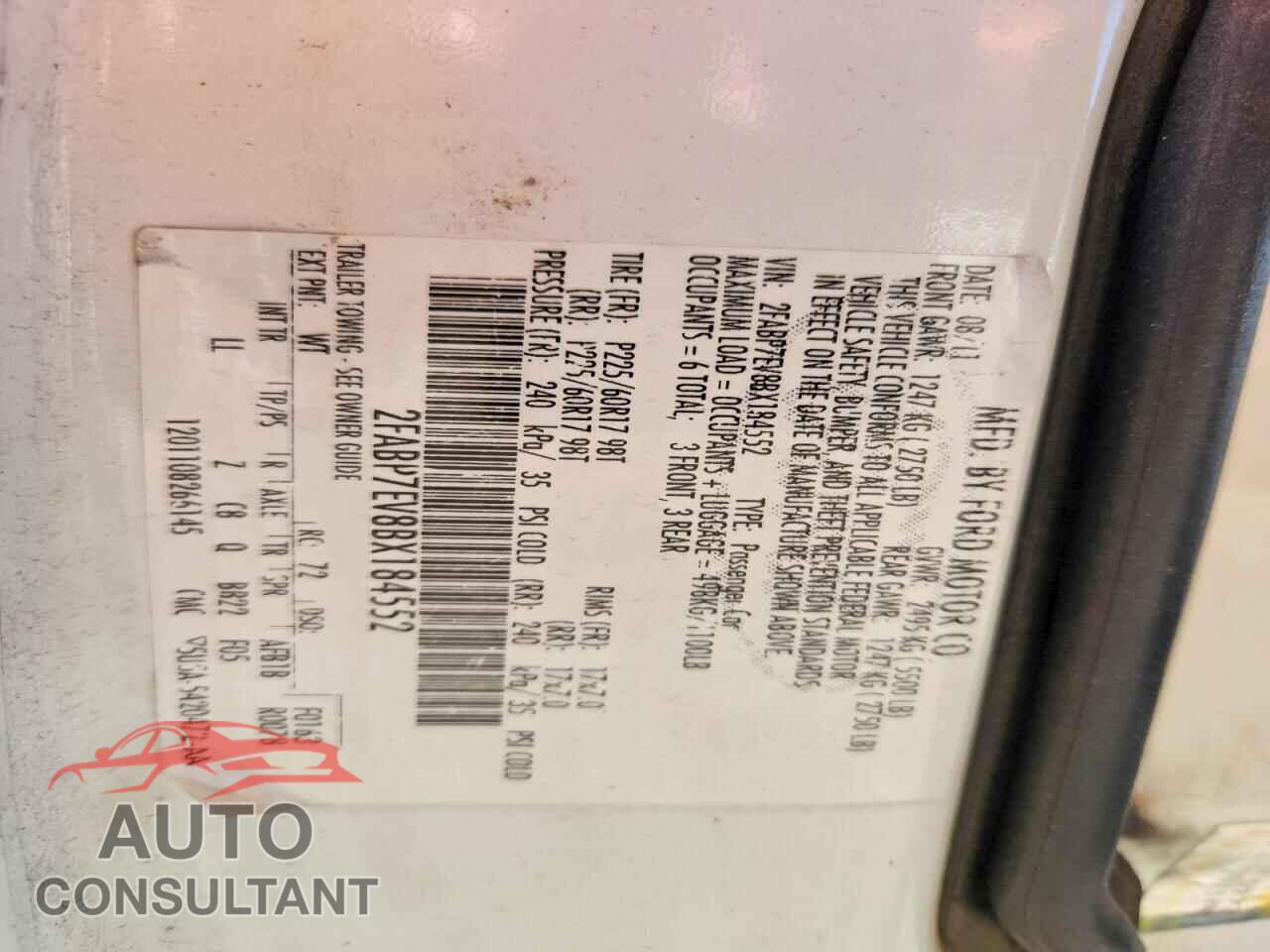 FORD CROWN VIC 2011 - 2FABP7EV8BX184552