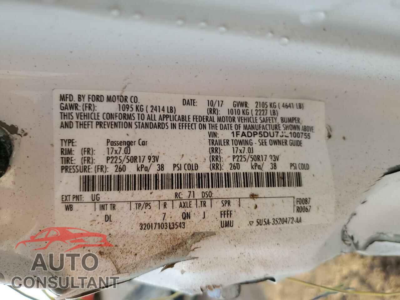 FORD CMAX 2018 - 1FADP5DU7JL100755