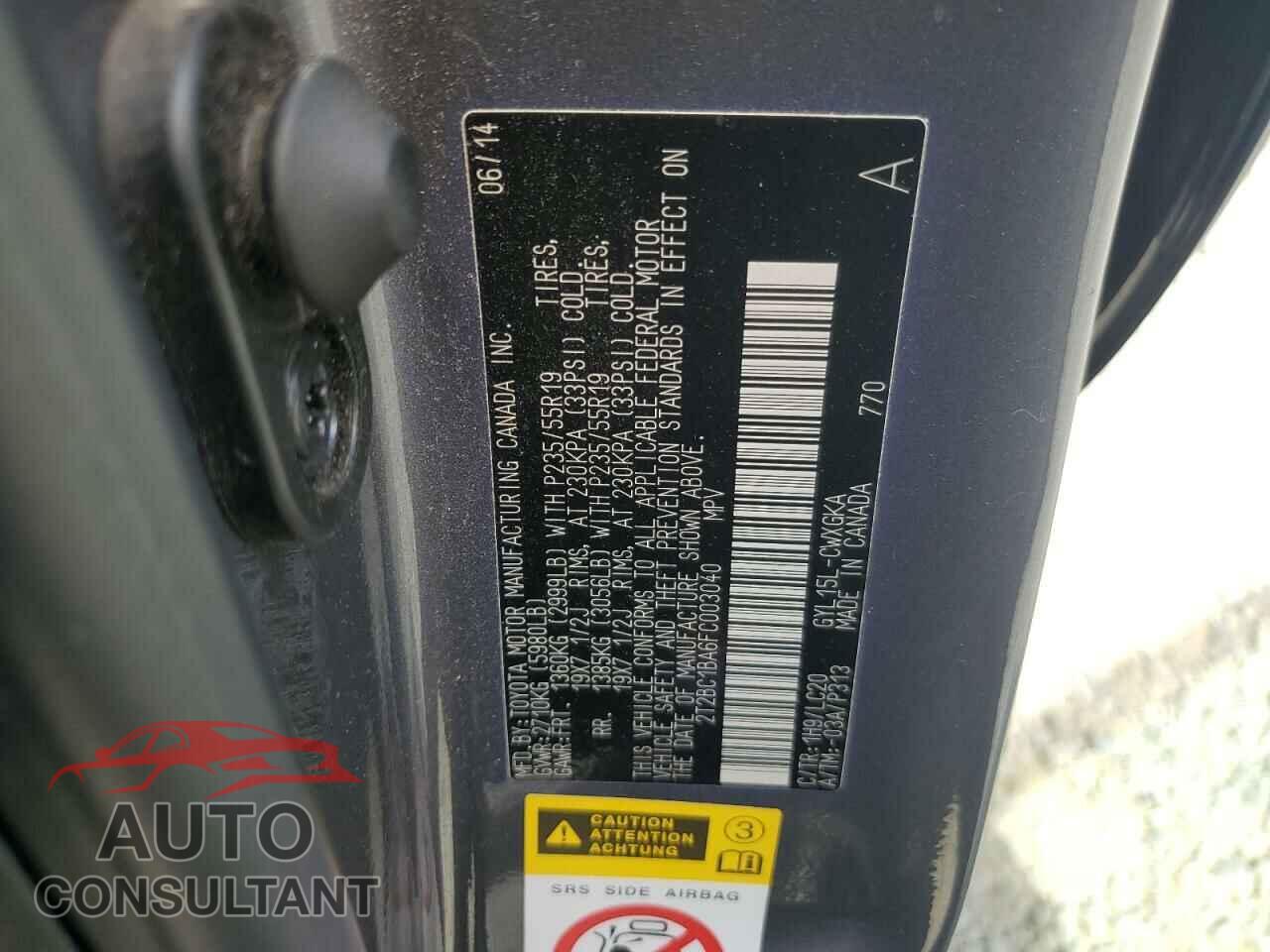 LEXUS RX450 2015 - 2T2BC1BA6FC003040