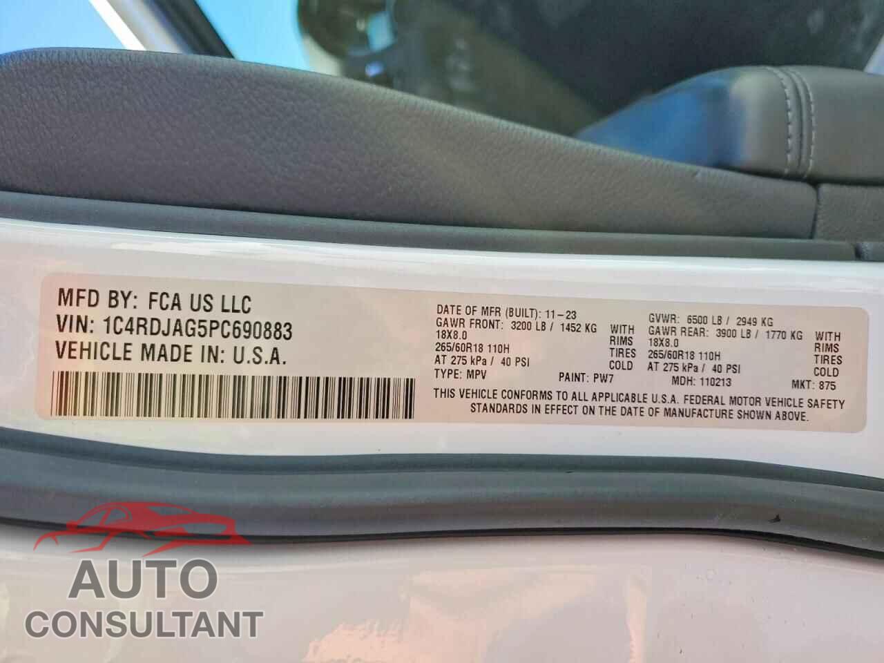 DODGE DURANGO 2023 - 1C4RDJAG5PC690883