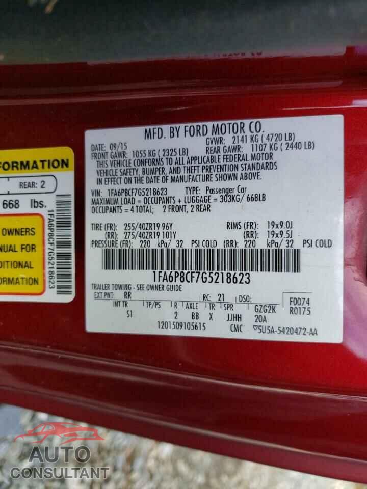 FORD MUSTANG 2016 - 1FA6P8CF7G5218623