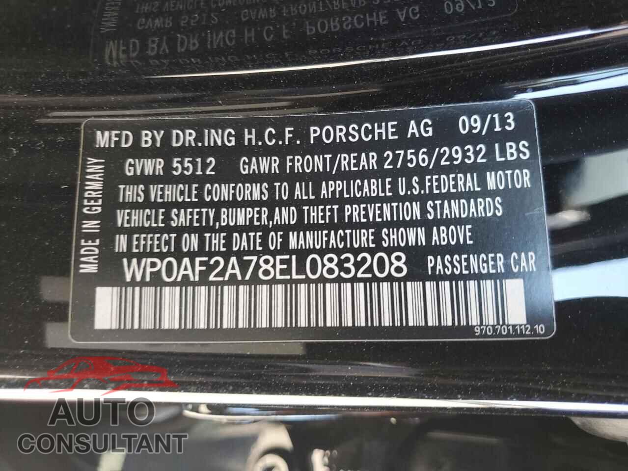 PORSCHE PANAMERA 2014 - WP0AF2A78EL083208