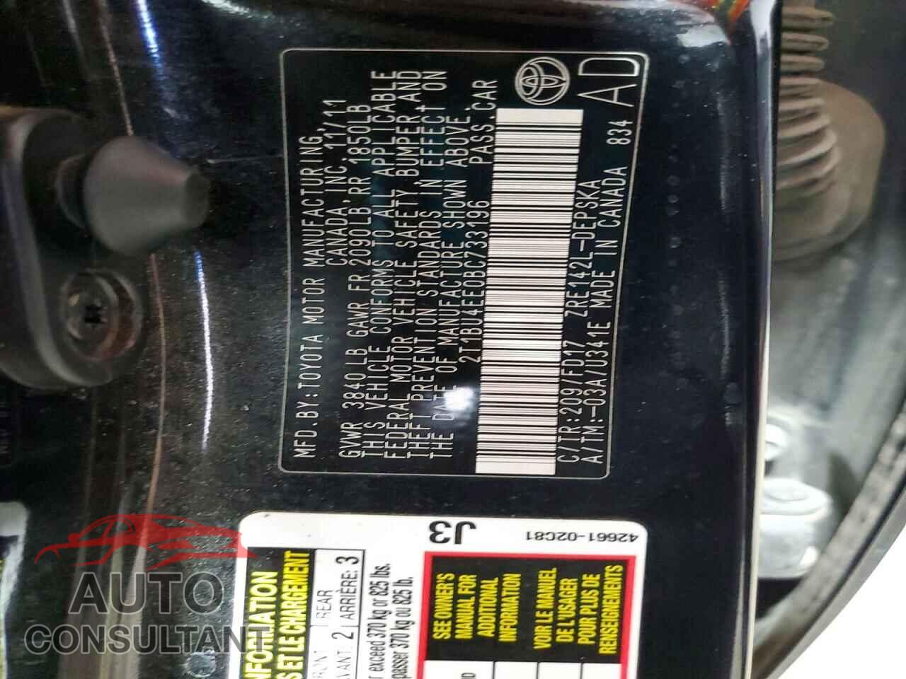 TOYOTA COROLLA 2011 - 2T1BU4EE0BC733196
