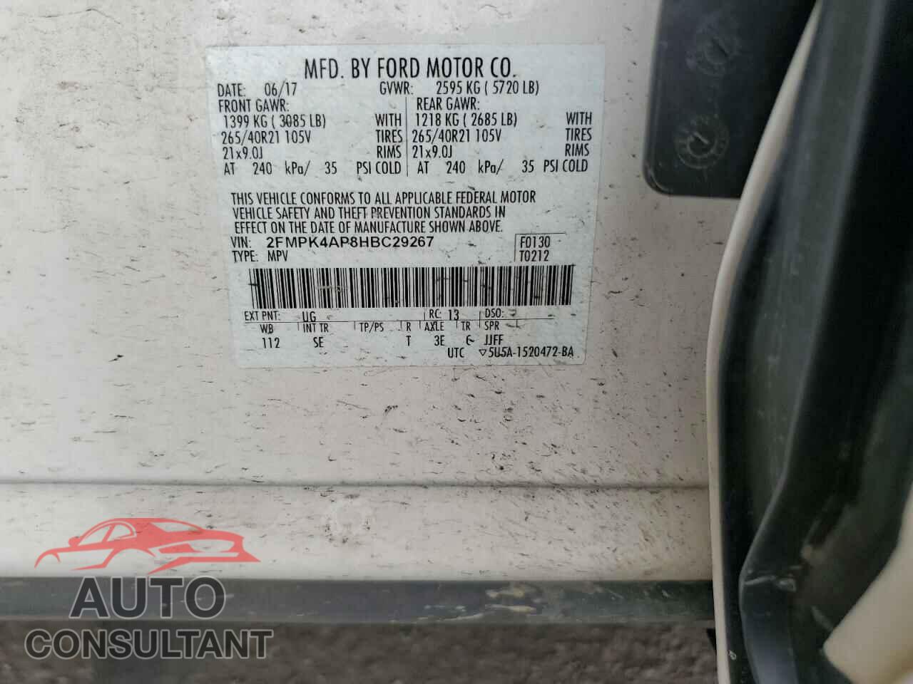 FORD EDGE 2017 - 2FMPK4AP8HBC29267