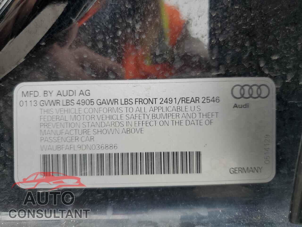 AUDI A4 2013 - WAUBFAFL9DN036886