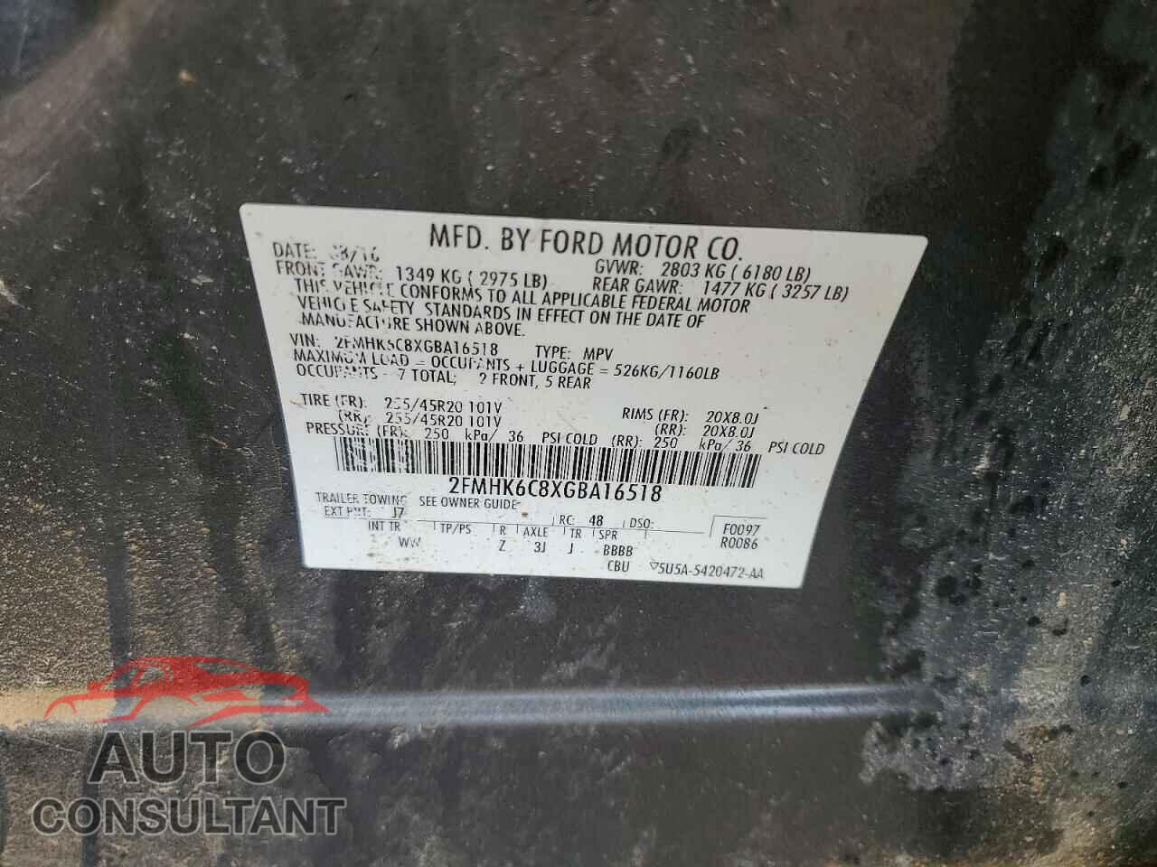 FORD FLEX 2016 - 2FMHK6C8XGBA16518