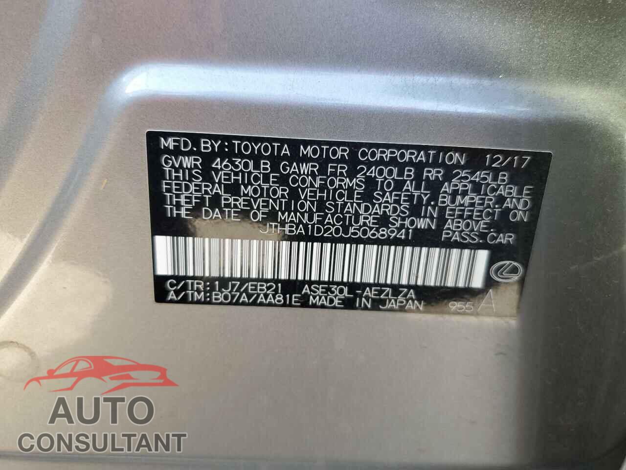 LEXUS IS 2018 - JTHBA1D20J5068941