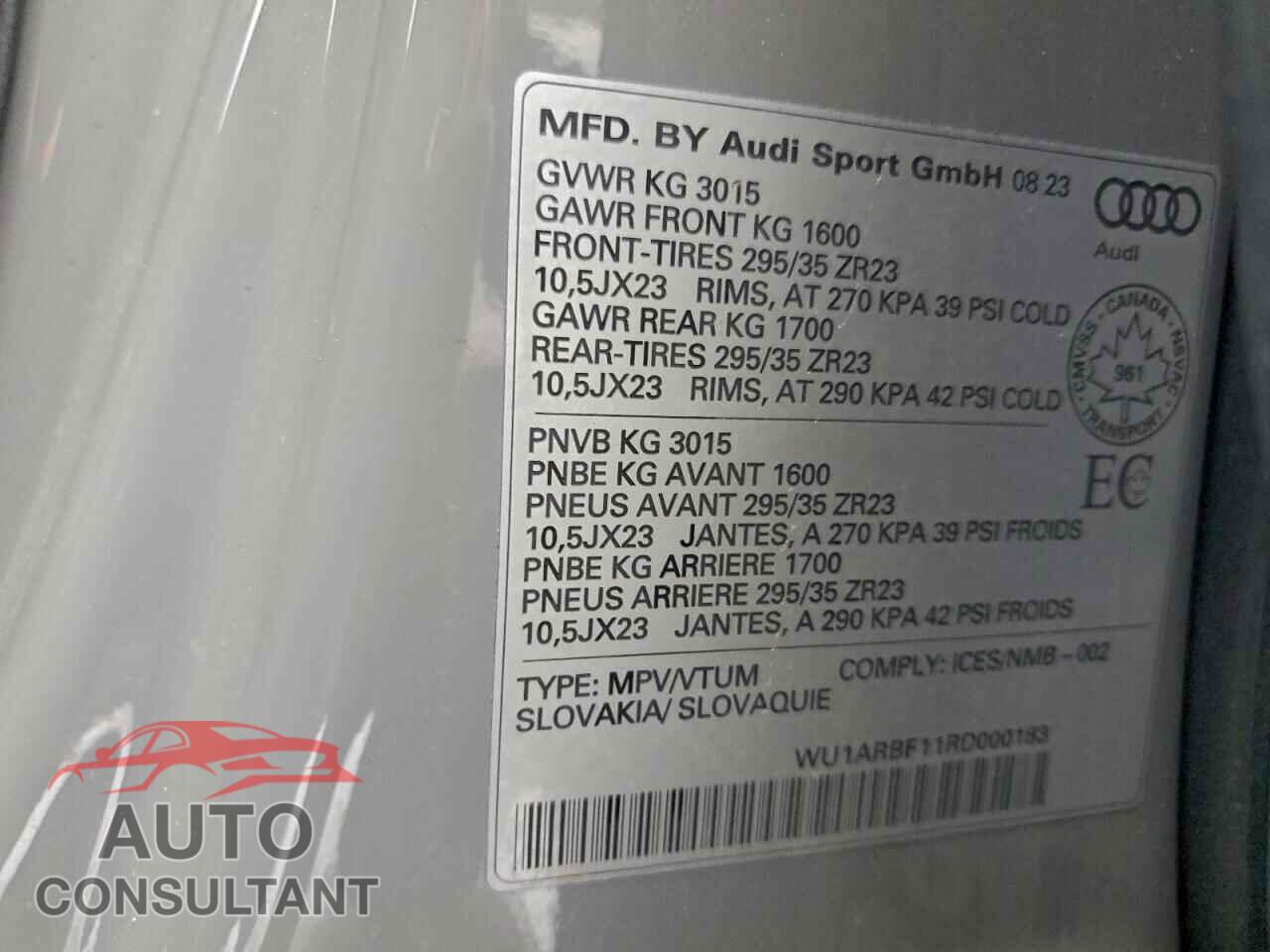 AUDI RS 2024 - WU1ARBF11RD000183
