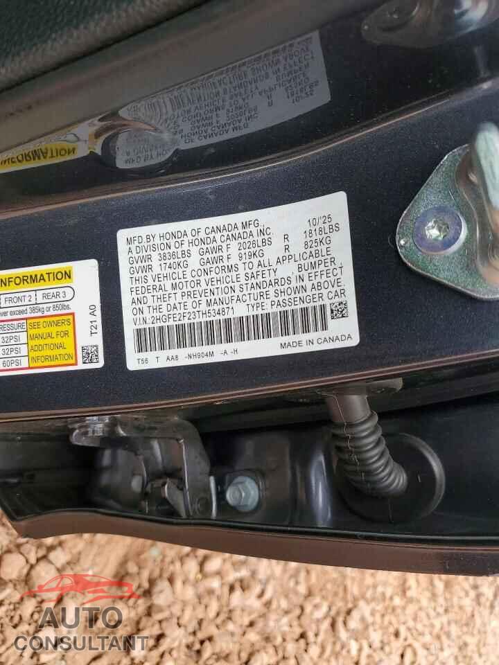 HONDA CIVIC 2026 - 2HGFE2F23TH534871