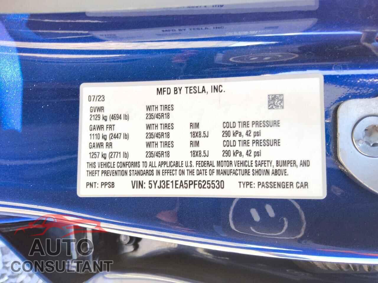 TESLA MODEL 3 2023 - 5YJ3E1EA5PF625530