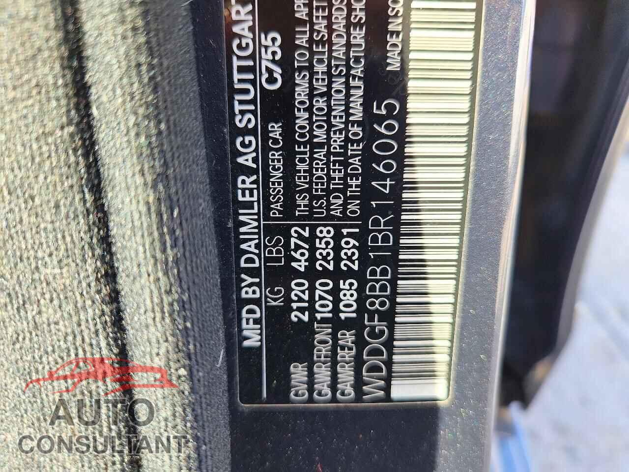 MERCEDES-BENZ C-CLASS 2011 - WDDGF8BB1BR146065