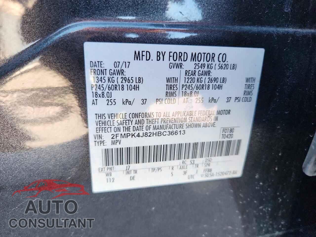 FORD EDGE 2017 - 2FMPK4J82HBC36613