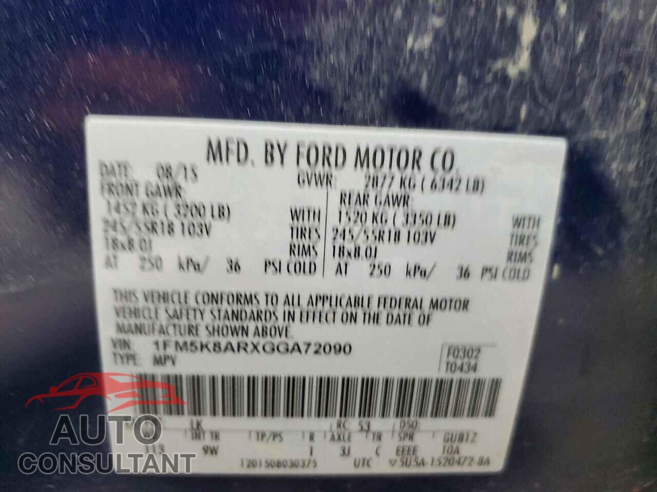 FORD EXPLORER 2016 - 1FM5K8ARXGGA72090