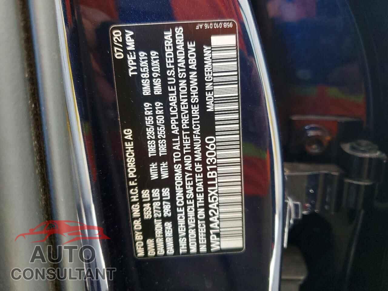 PORSCHE MACAN 2020 - WP1AA2A5XLLB13060