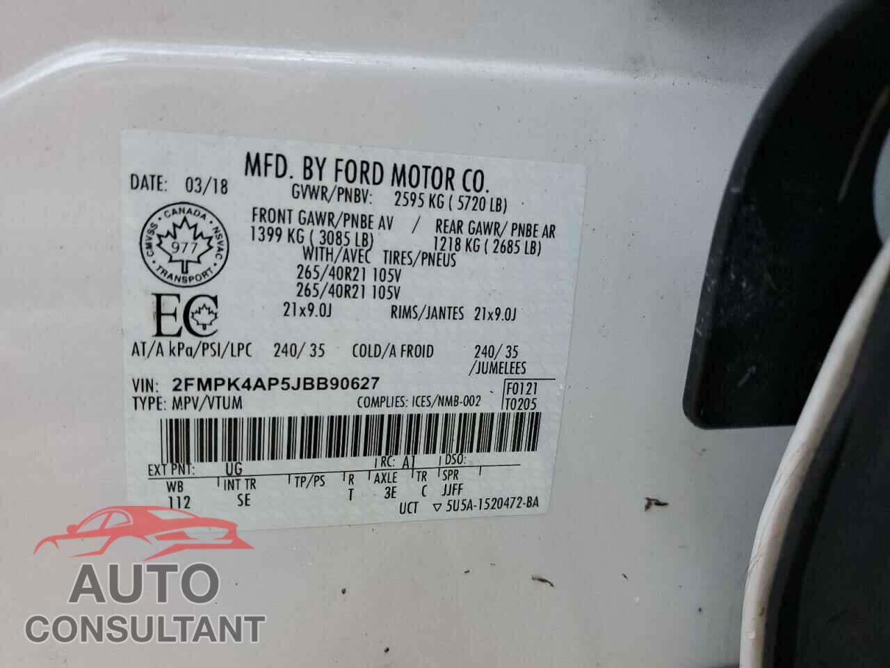 FORD EDGE 2018 - 2FMPK4AP5JBB90627