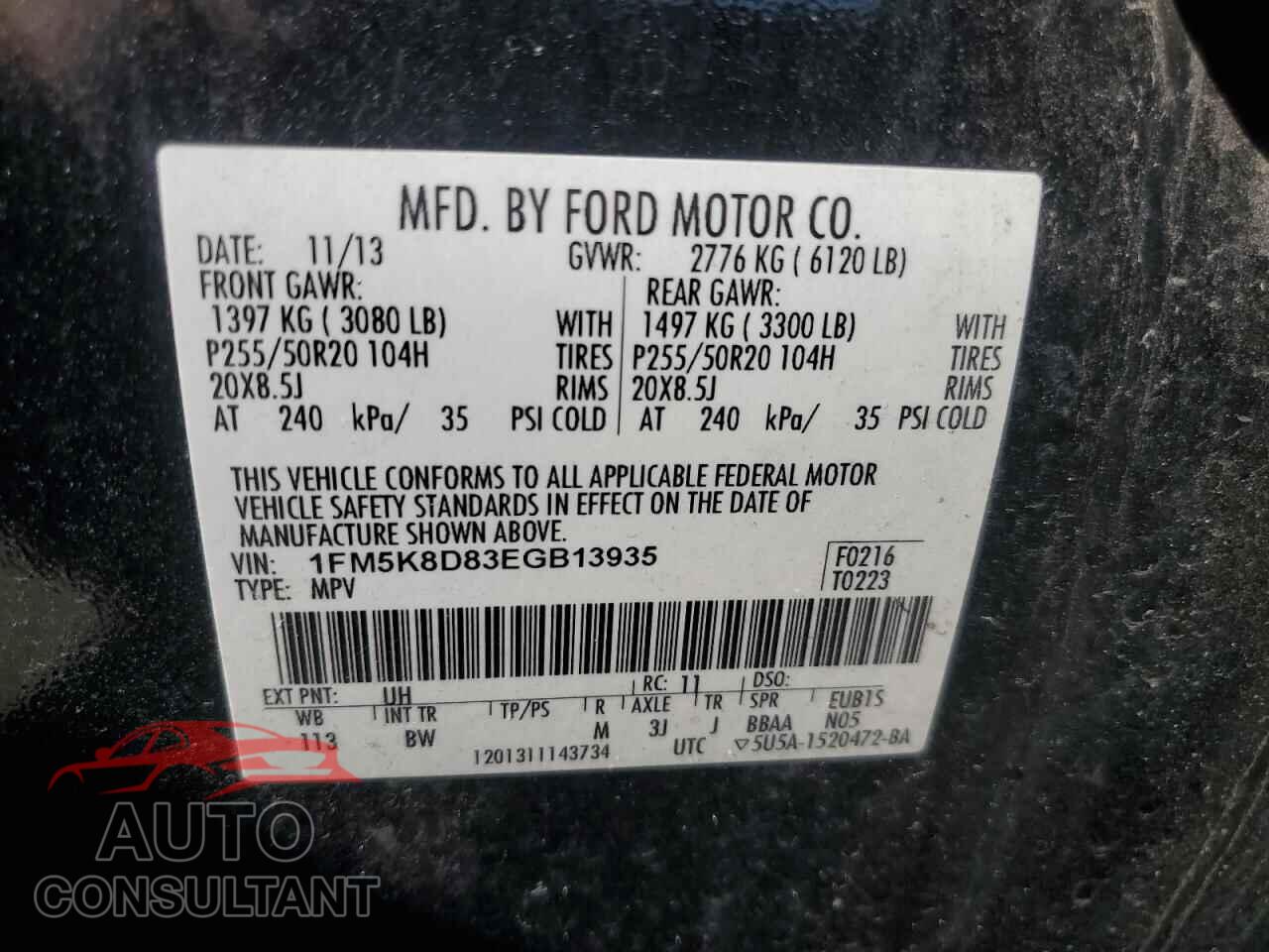 FORD EXPLORER 2014 - 1FM5K8D83EGB13935