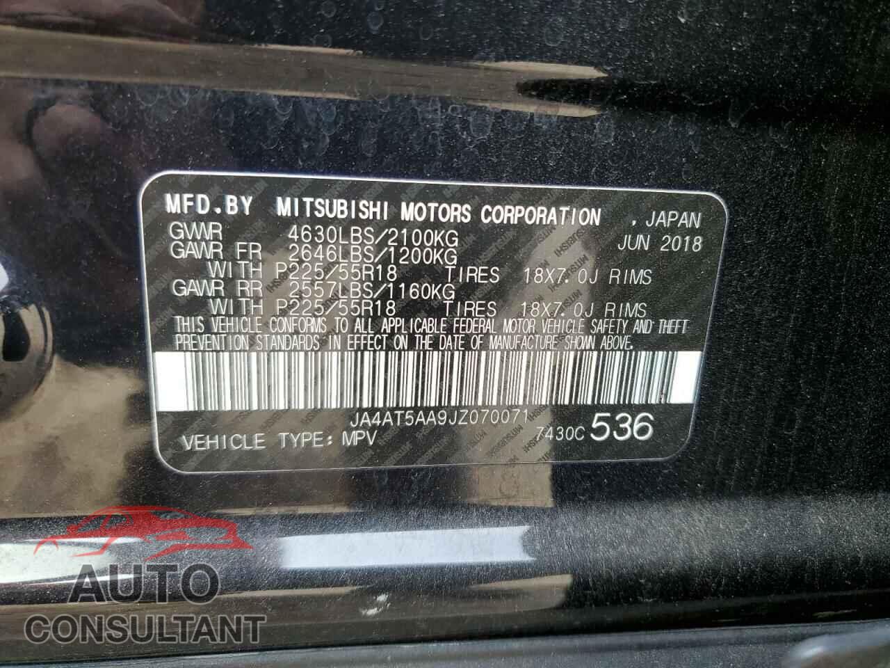 MITSUBISHI ECLIPSE 2018 - JA4AT5AA9JZ070071