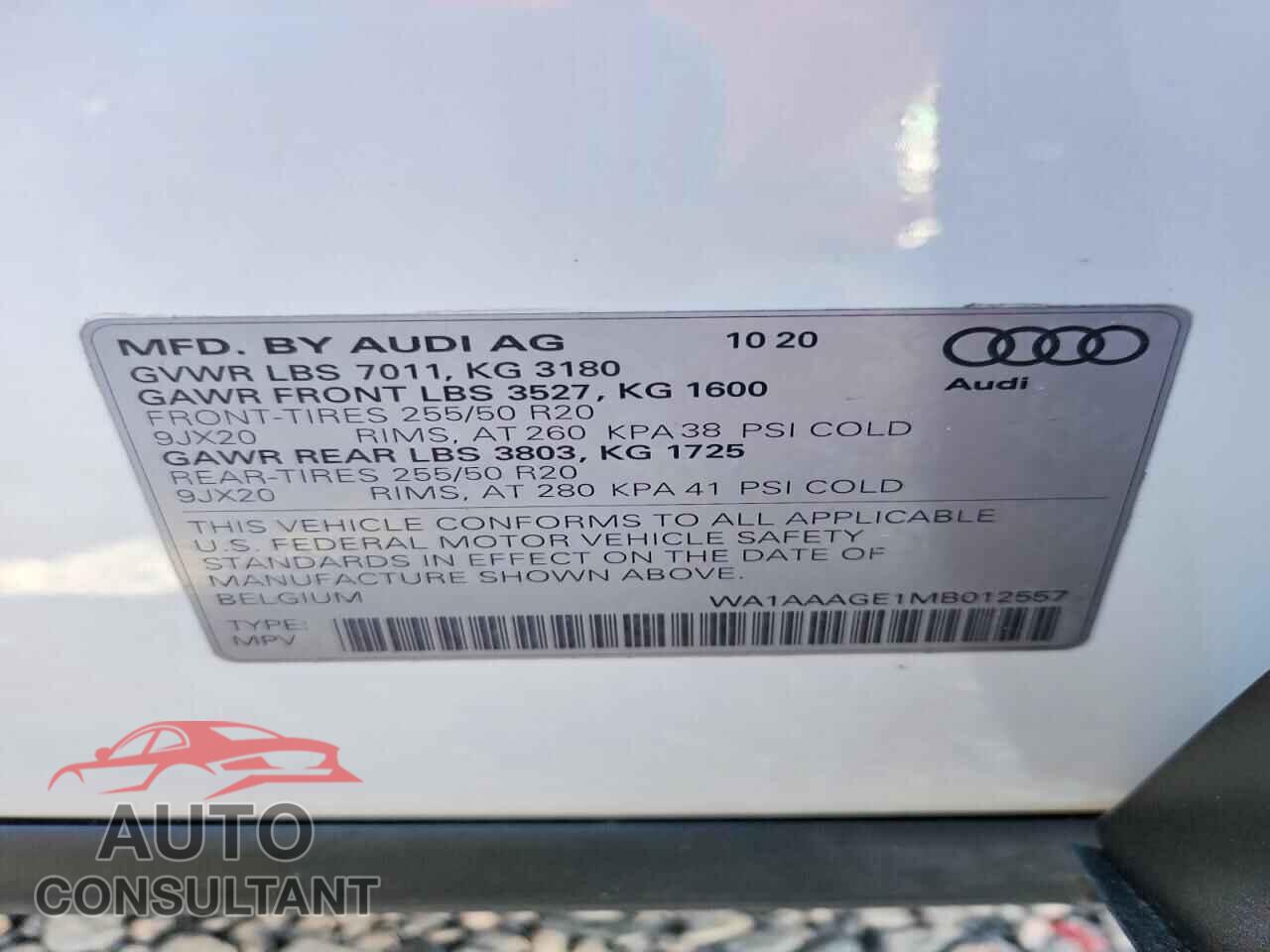 AUDI E-TRON 2021 - WA1AAAGE1MB012557