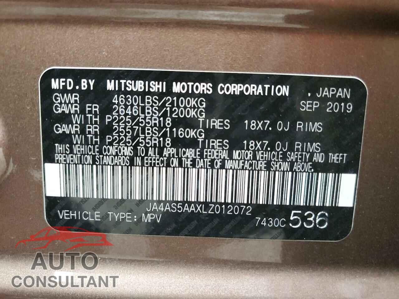 MITSUBISHI ECLIPSE 2020 - JA4AS5AAXLZ012072