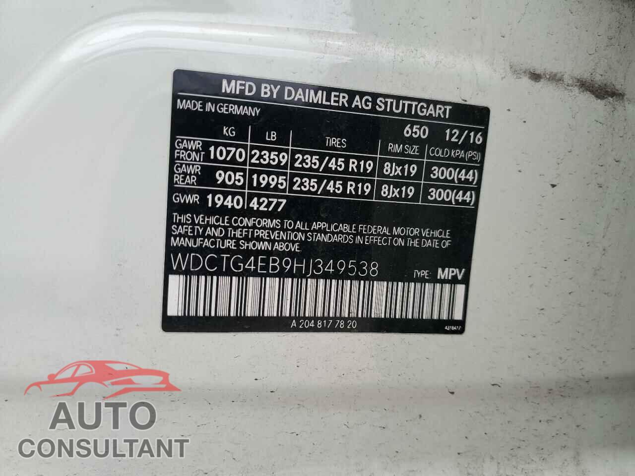 MERCEDES-BENZ GLA-CLASS 2017 - WDCTG4EB9HJ349538