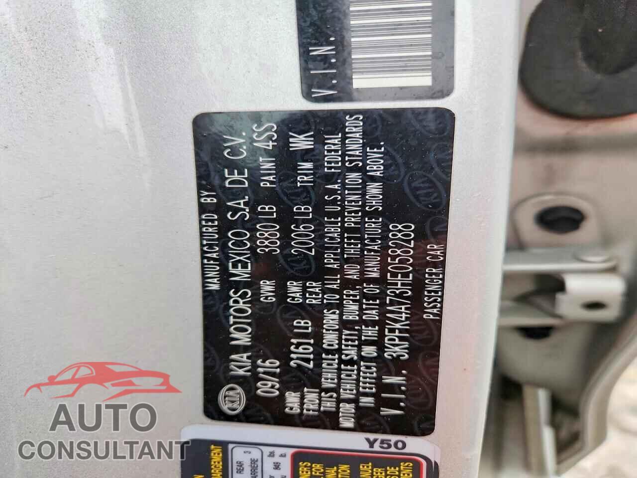 KIA FORTE 2017 - 3KPFK4A73HE058288