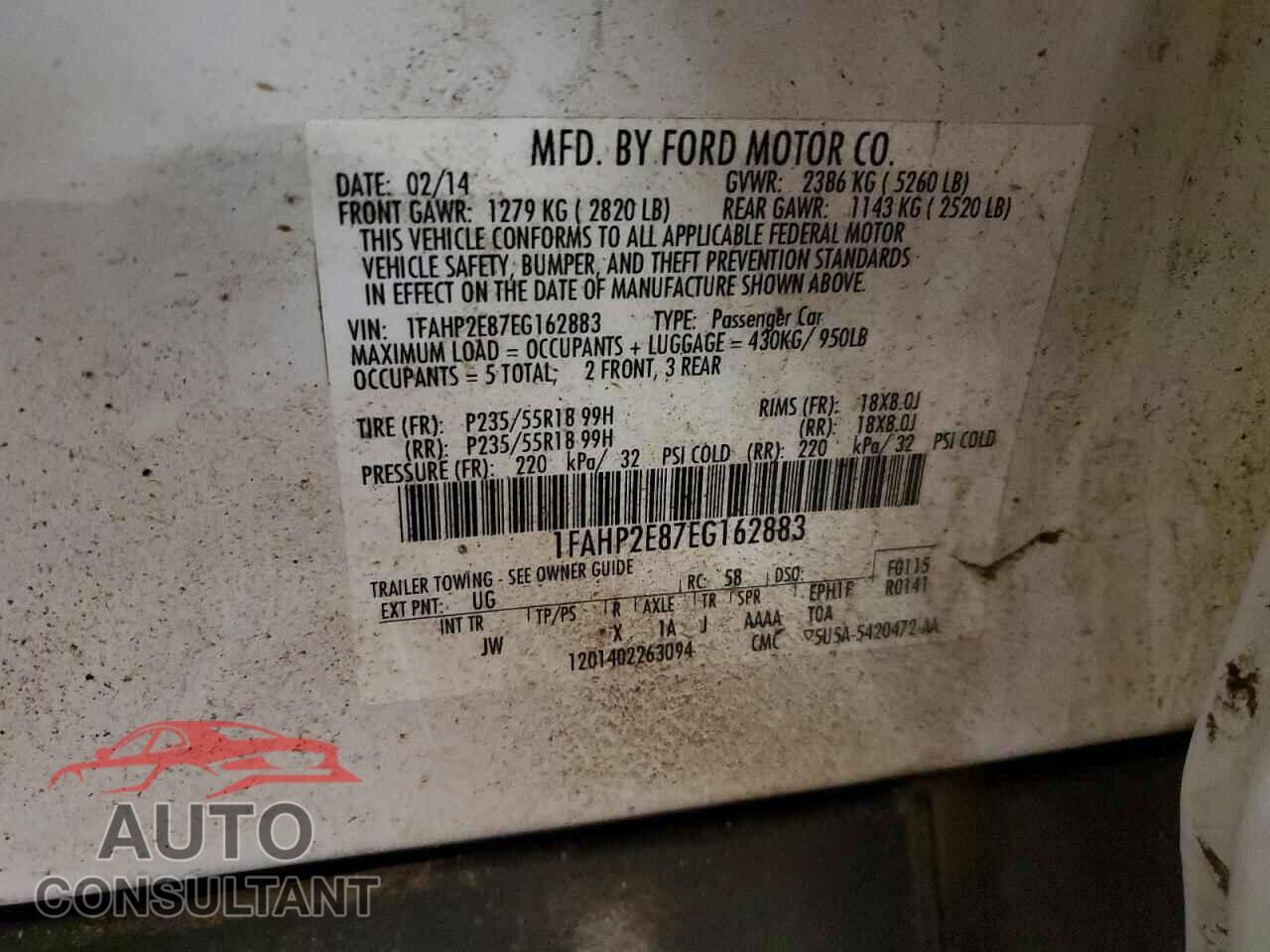 FORD TAURUS 2014 - 1FAHP2E87EG162883