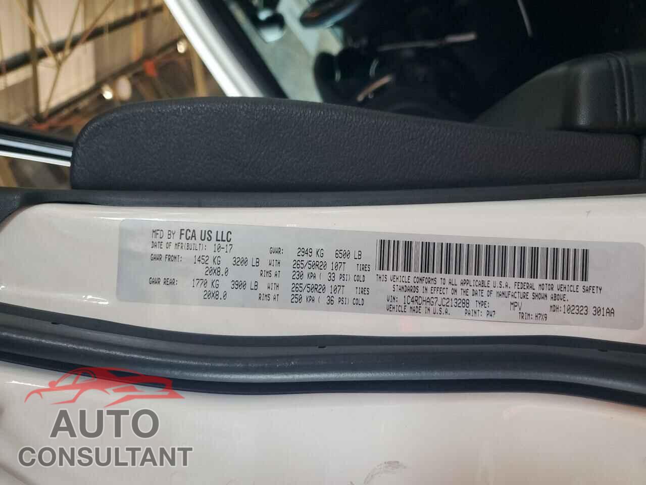 DODGE DURANGO 2018 - 1C4RDHAG7JC213288