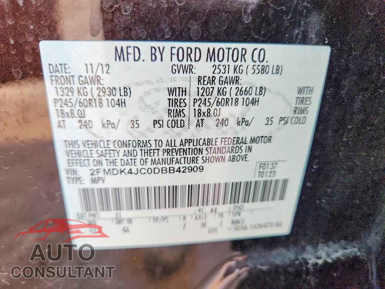 FORD EDGE 2013 - 2FMDK4JC0DBB42909