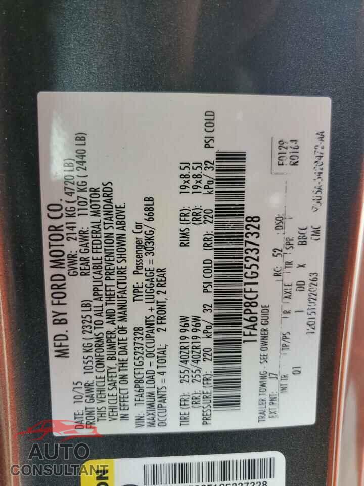 FORD MUSTANG 2016 - 1FA6P8CF1G5237328