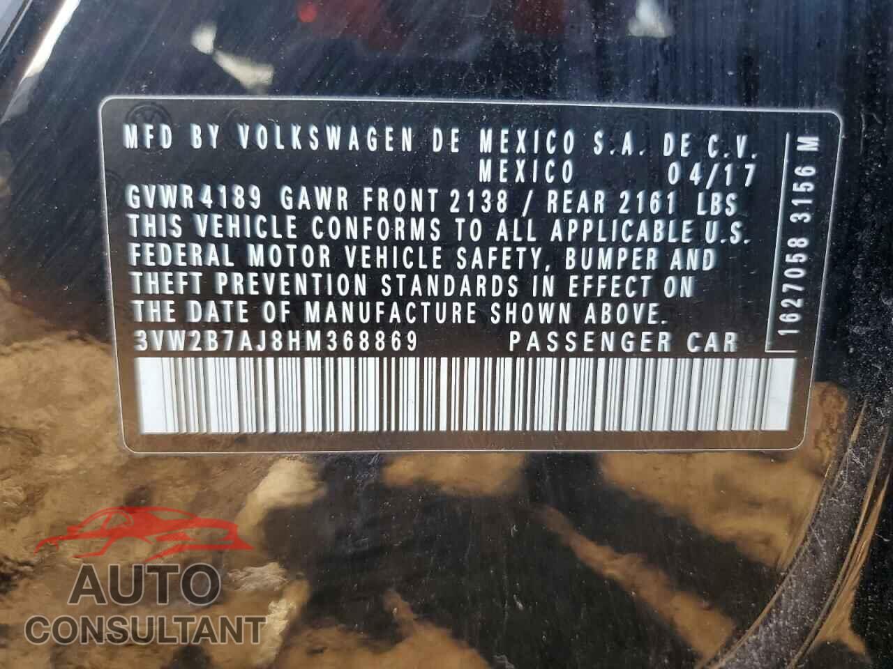 VOLKSWAGEN JETTA 2017 - 3VW2B7AJ8HM368869