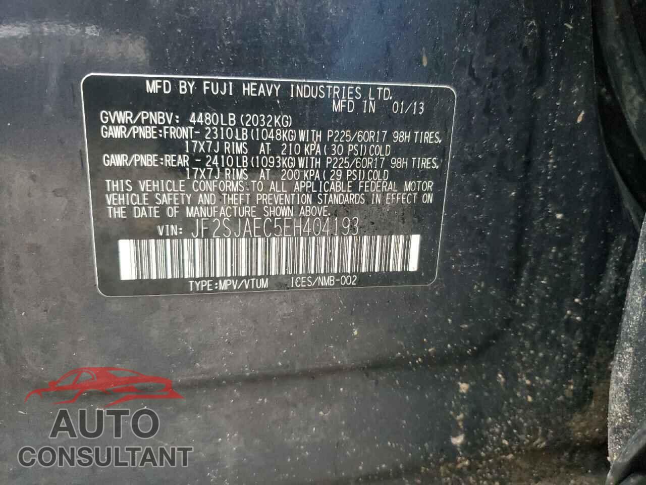 SUBARU FORESTER 2014 - JF2SJAEC5EH404193