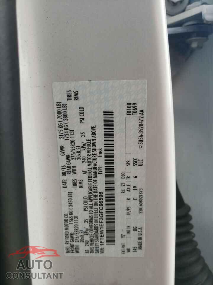 FORD F-150 2016 - 1FTEW1EF3GFC96596