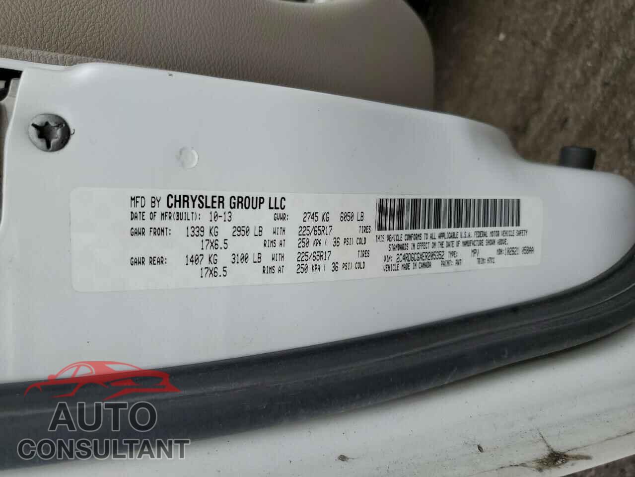 DODGE CARAVAN 2014 - 2C4RDGCGXER205352