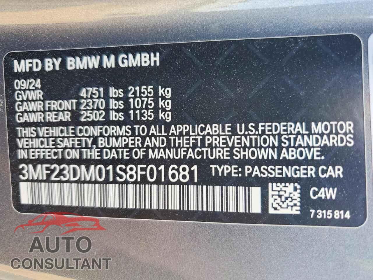 BMW M2 2025 - 3MF23DM01S8F01681