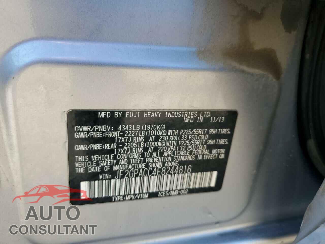 SUBARU XV 2014 - JF2GPACC4E8244816