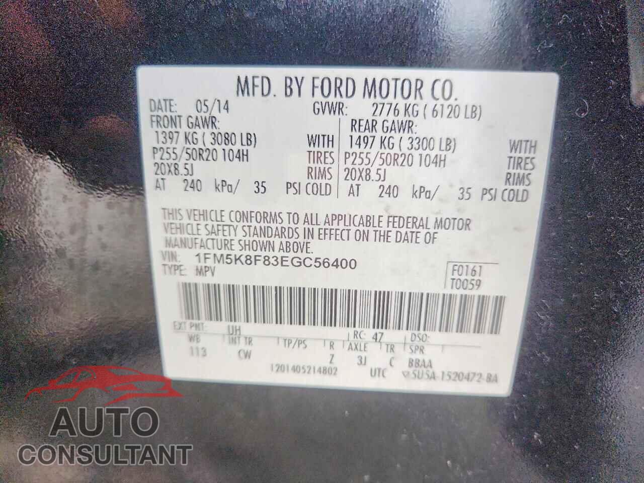FORD EXPLORER 2014 - 1FM5K8F83EGC56400