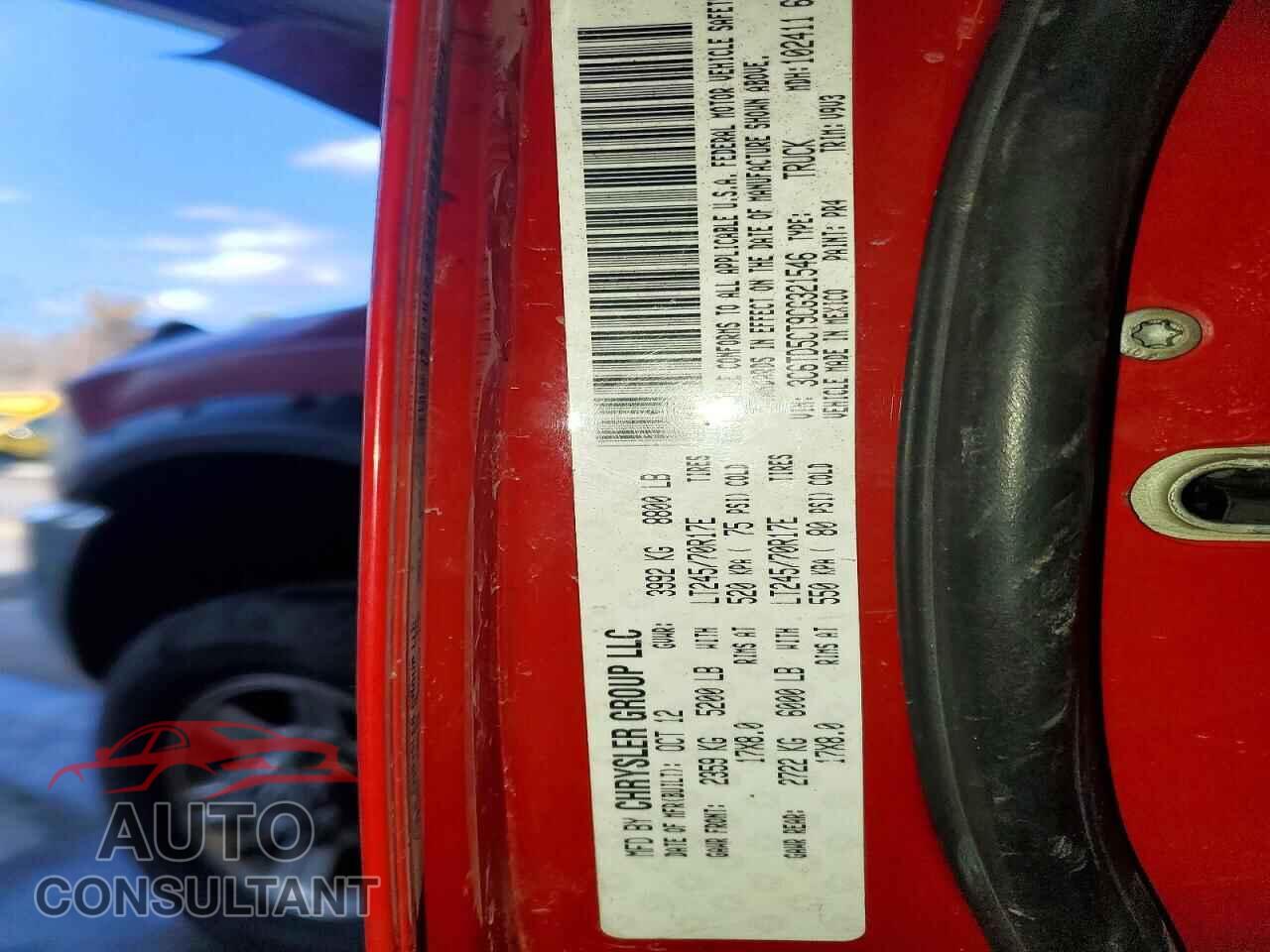 DODGE RAM 2500 2012 - 3C6TD5CT9CG321546