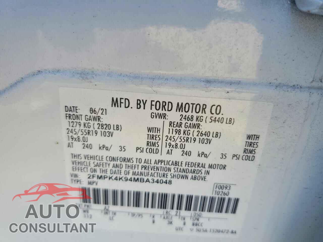 FORD EDGE 2021 - 2FMPK4K94MBA34048