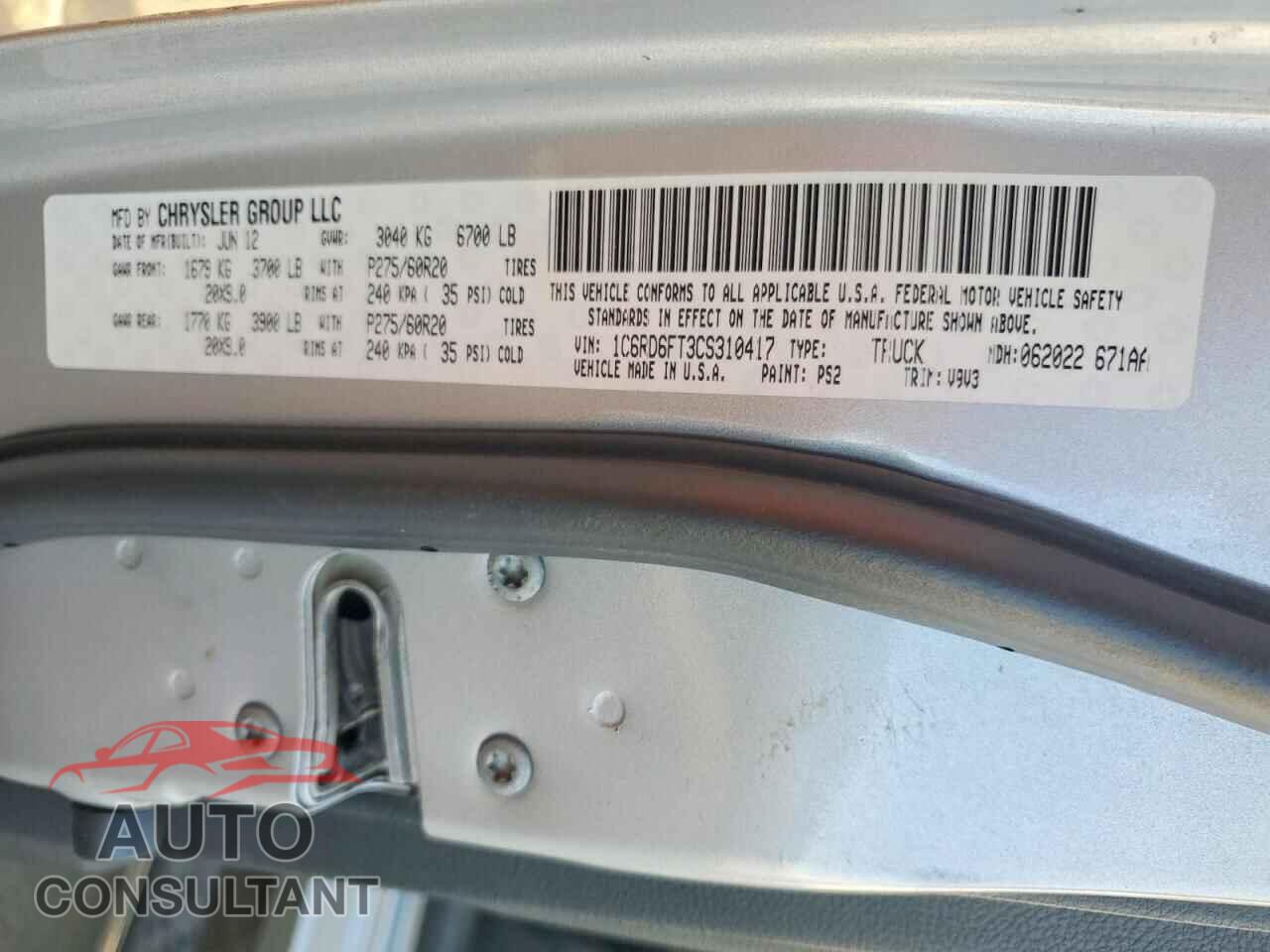 DODGE RAM 1500 2012 - 1C6RD6FT3CS310417