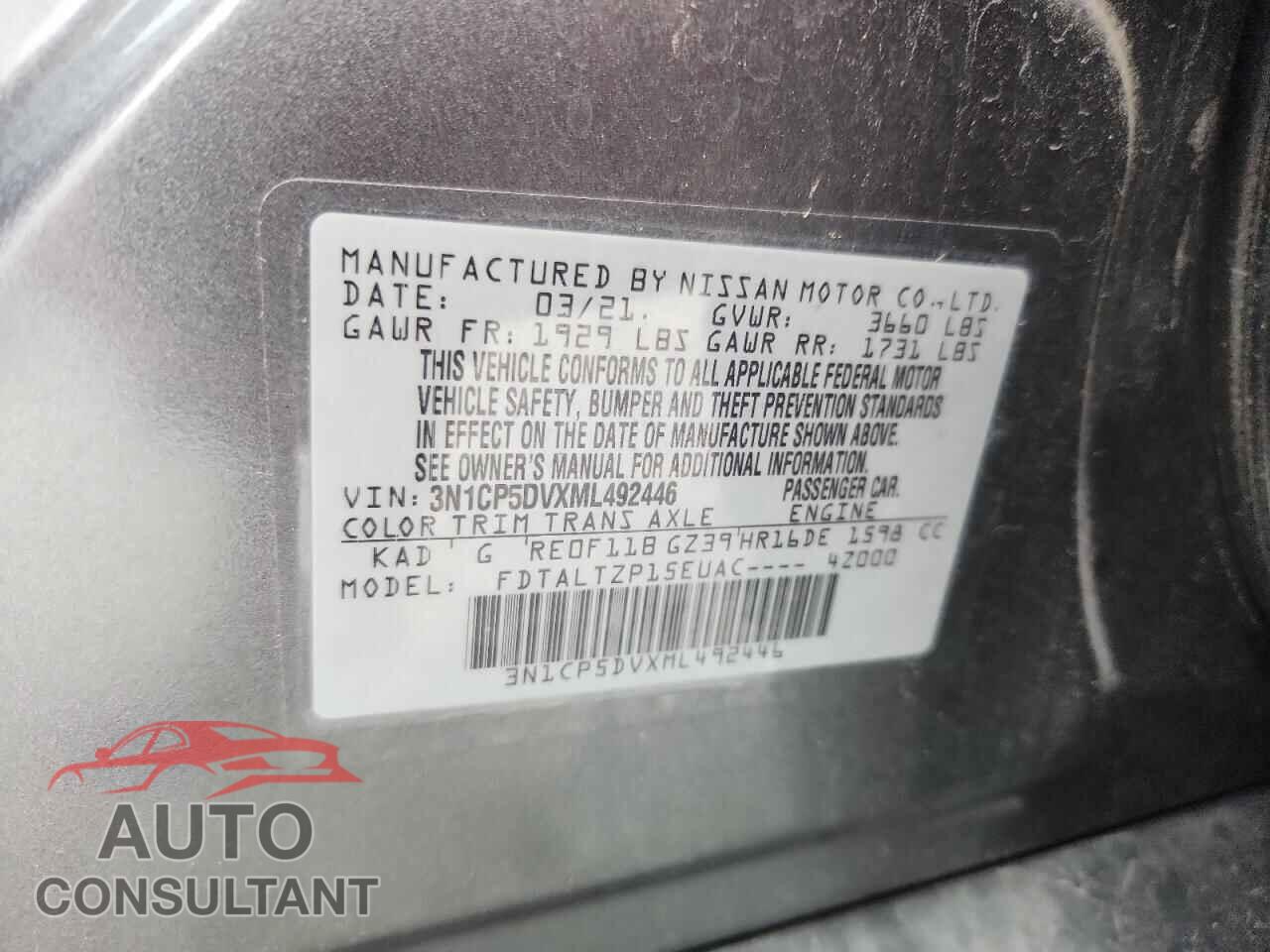 NISSAN KICKS 2021 - 3N1CP5DVXML492446
