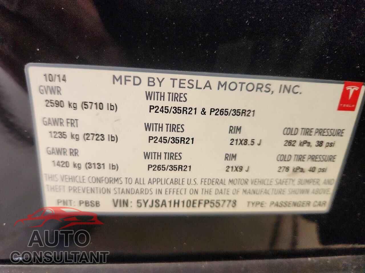 TESLA MODEL S 2014 - 5YJSA1H10EFP55778
