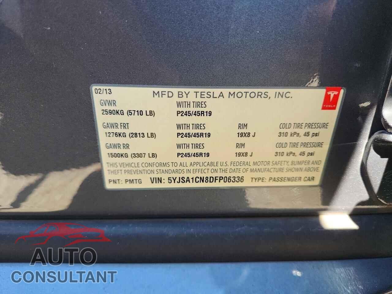 TESLA MODEL S 2013 - 5YJSA1CN8DFP06336