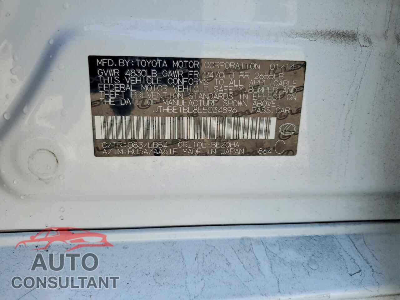 LEXUS GS350 2014 - JTHBE1BL8E5034896